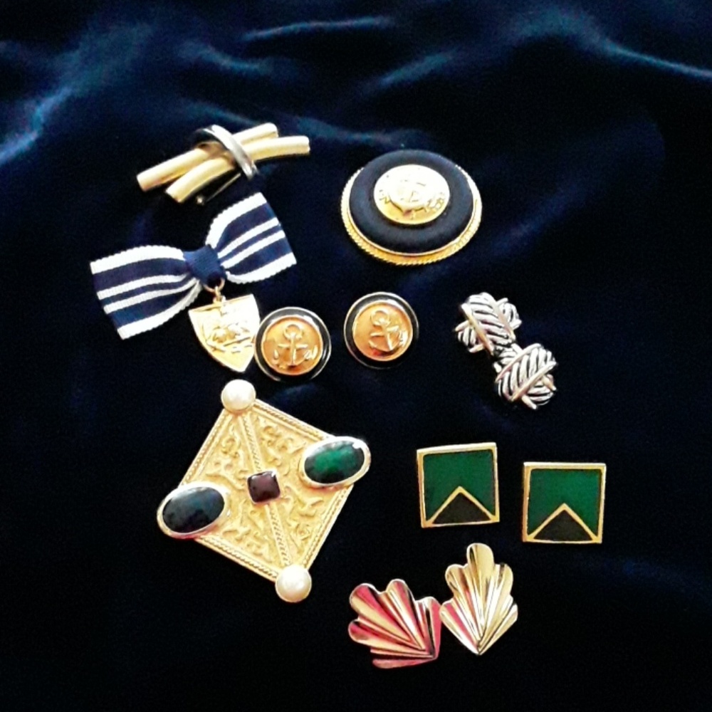 classic 90s brooches and earrings group